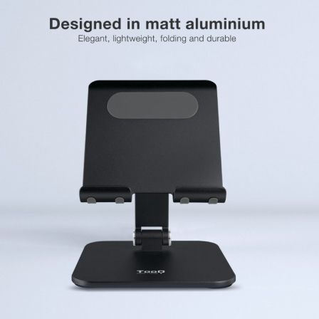 Tooq Soporte Plegable para Tablet con Ajuste de Ángulo, Hasta 13 Pulgadas, Color Negro
